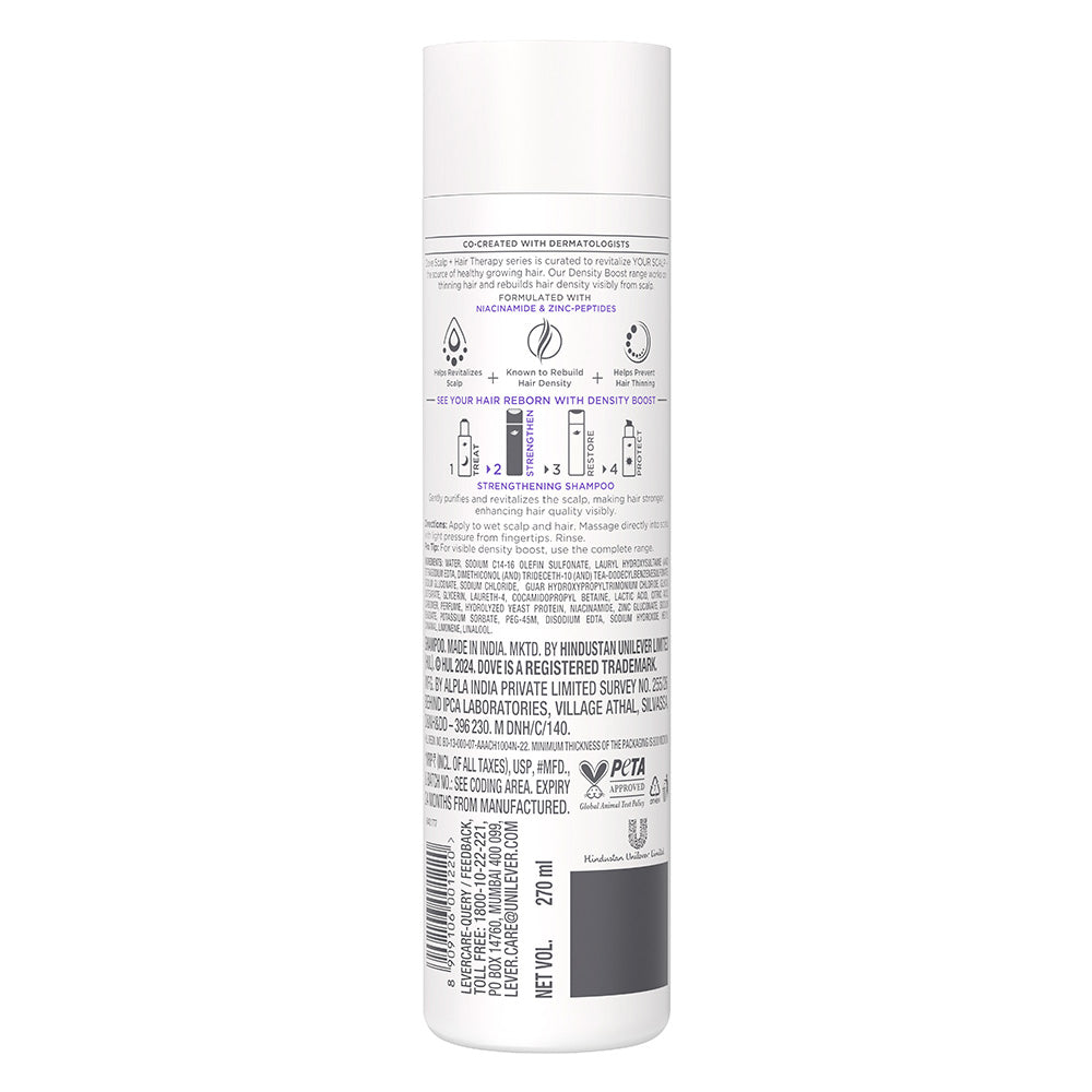 Dove Scalp+Hair Therapy Sulphate Free Density Boost Strengthening Shampoo- Niacinamide&Zinc-peptides