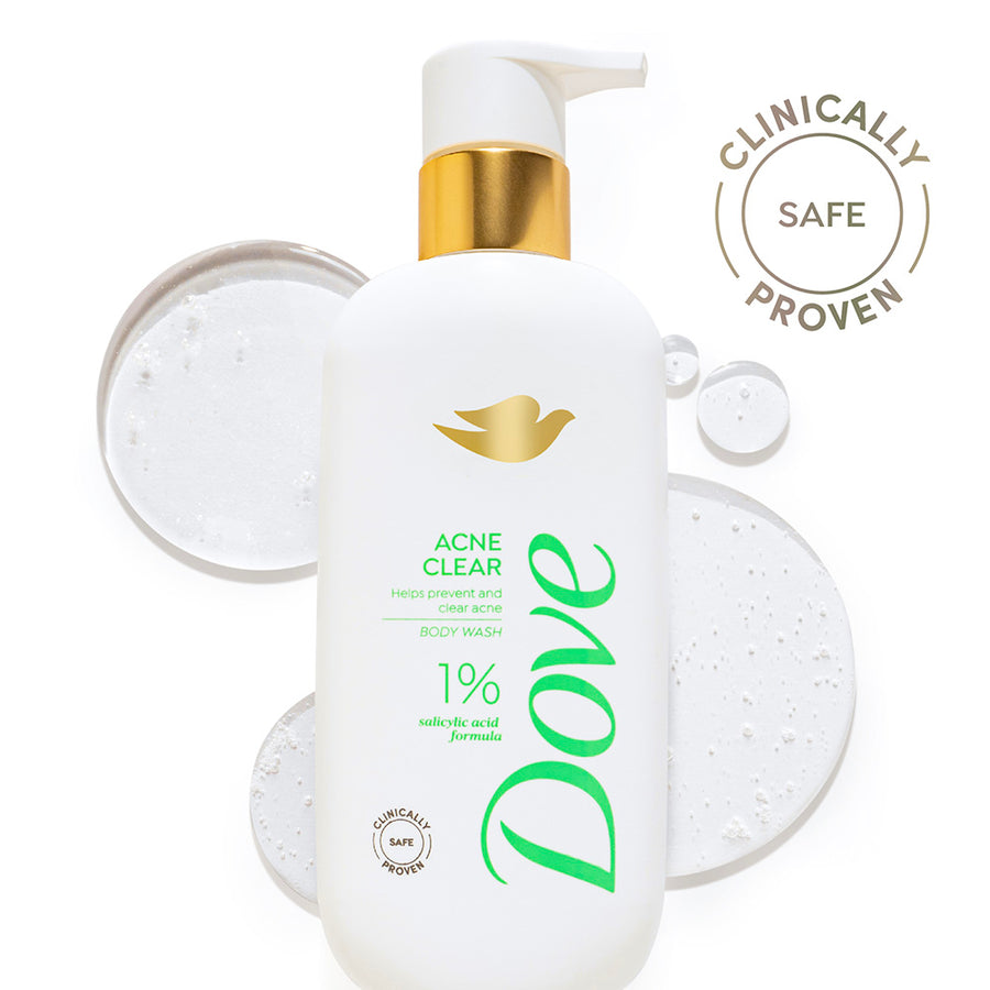 Dove Acne Clear Serum Bodywash with 1% Clearing Salicylic Acid Acne Treatment, 300 ml