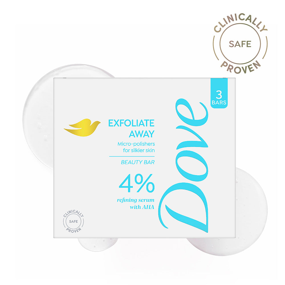 Dove Exfoliate Away  Beauty Bar with 4% Refining serum + AHA, 375g (125g x 3)