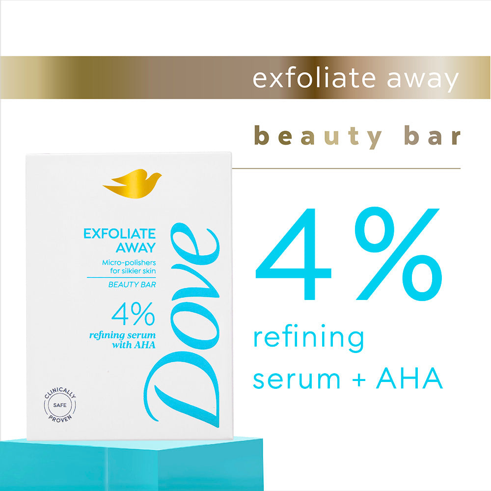 Dove Exfoliate Away  Beauty Bar with 4% Refining serum + AHA, 375g (125g x 3)