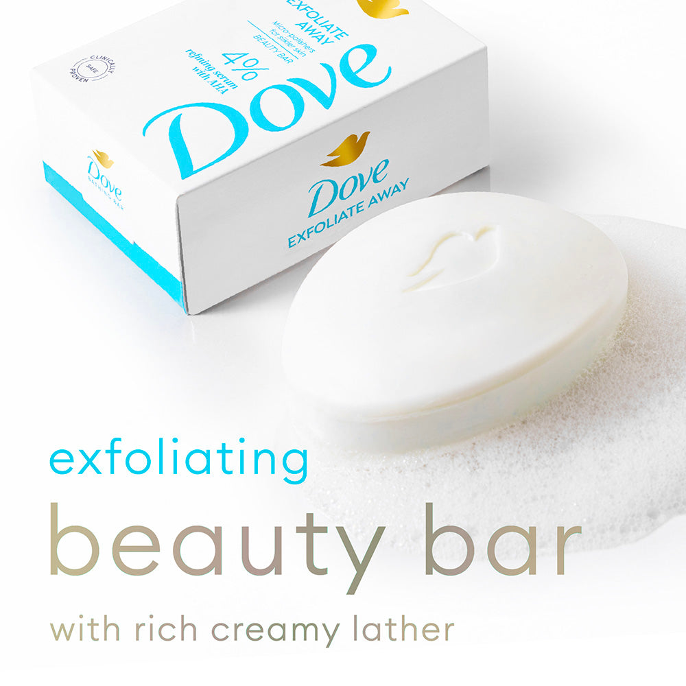 Dove Exfoliate Away  Beauty Bar with 4% Refining serum + AHA, 375g (125g x 3)