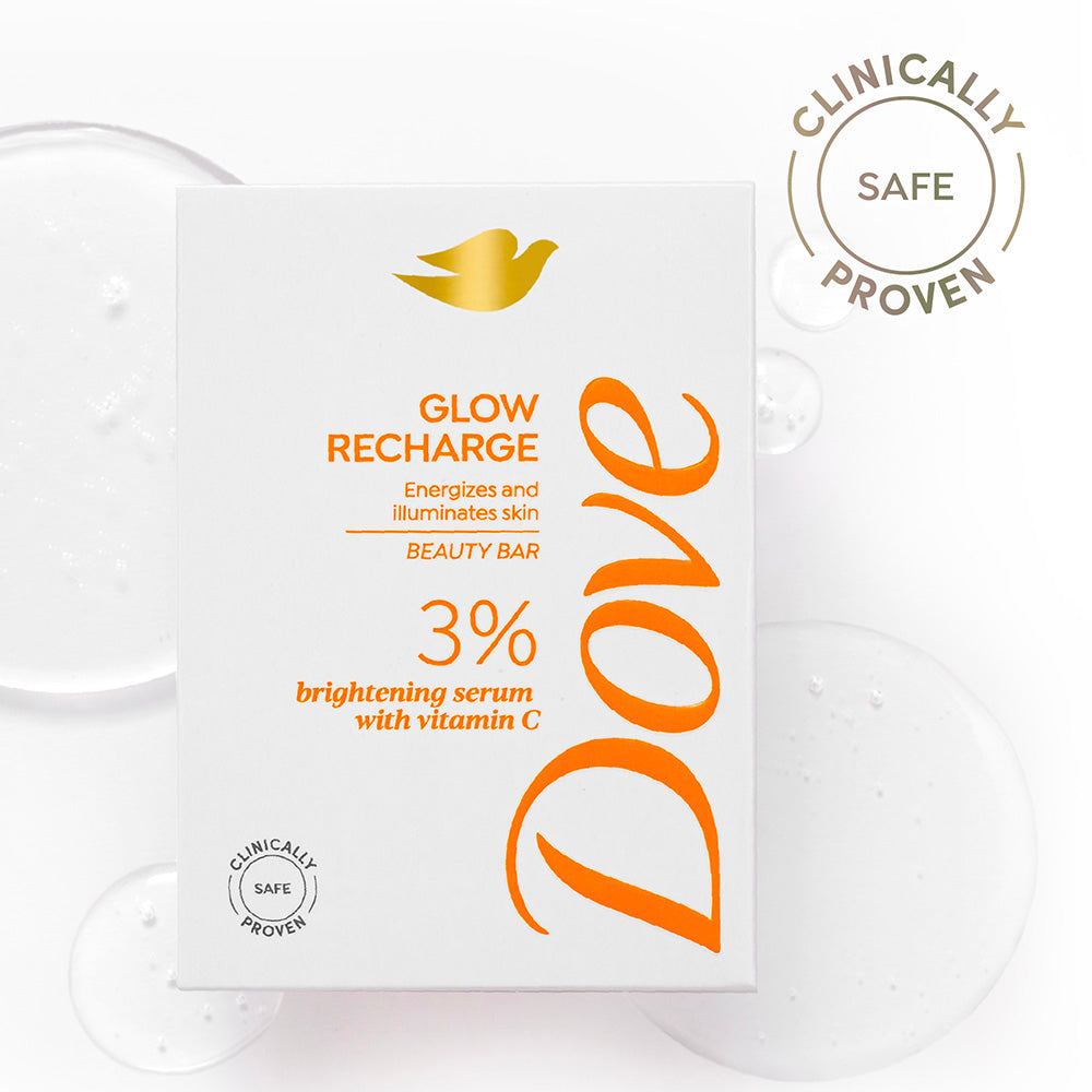 Dove Glow Recharge Exfoliating Beauty Bar with 3% Brightening serum + Vitamin C, 125 g