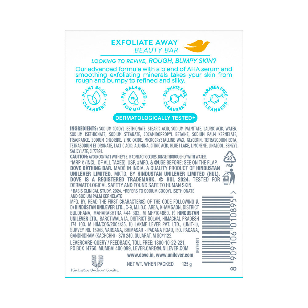 Dove Exfoliate Away  Beauty Bar with 4% Refining serum + AHA, 125 g