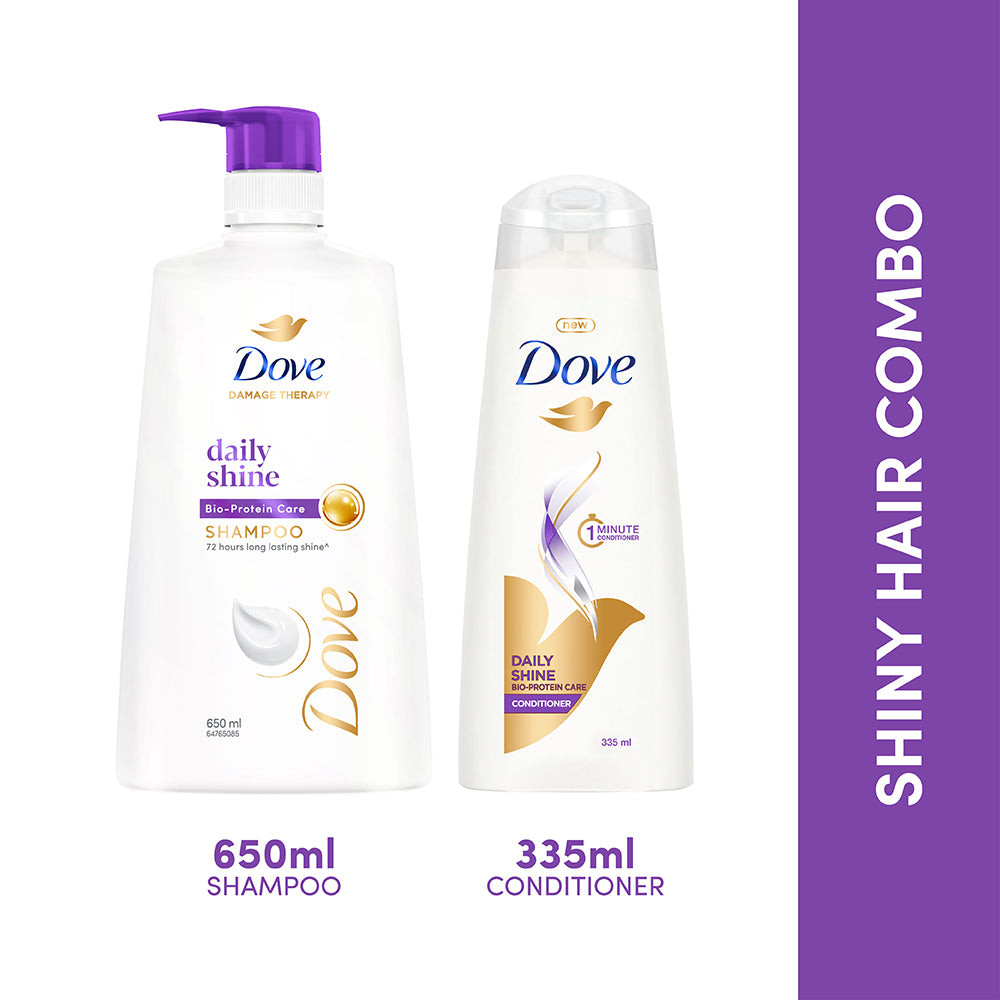 Dove Daily Shine Shampoo 650ml & Conditioner 335ml (Combo Pack)