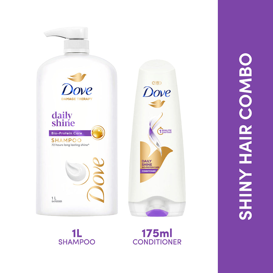 Dove Daily Shine Shampoo 1L & Conditioner 175ml (Combo Pack)